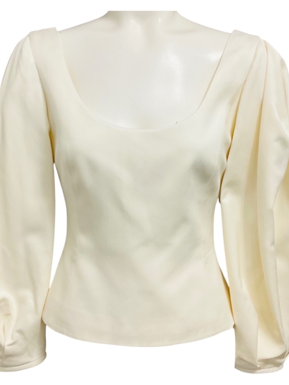 GABRIELA HEARST IVORY PUFF SLEEVED SILK TWILL TOP